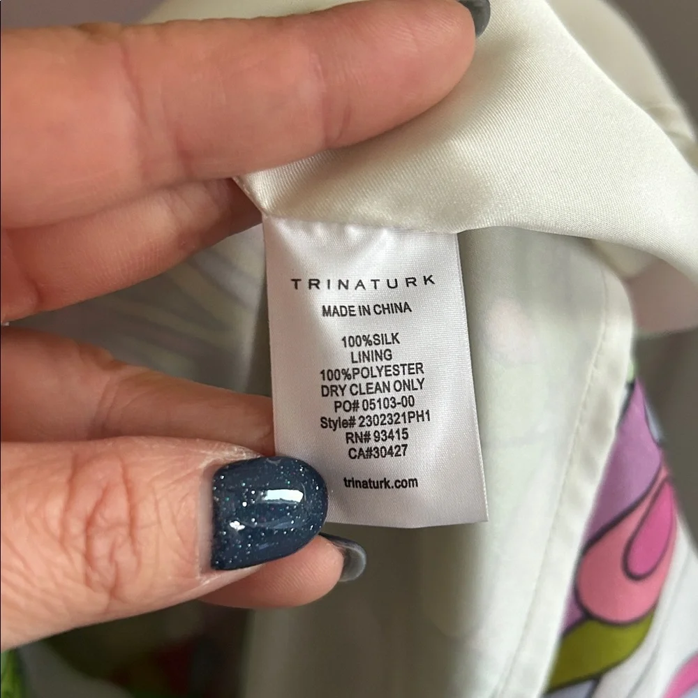 Trina Turk Off the Shoulder HighLow Floral Vibrant Multicolor Silk Dress Size S - Picture 10 of 14